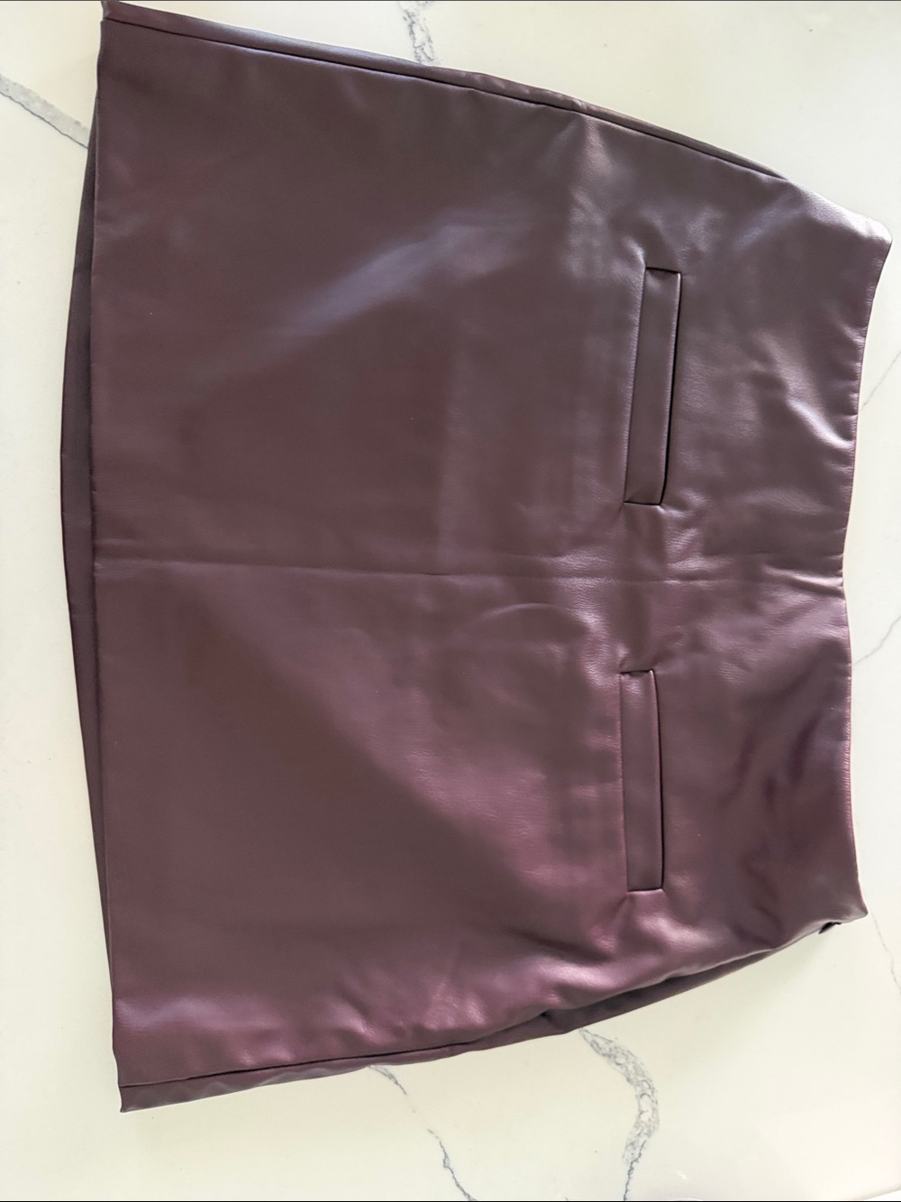 Sleek Faux Leather Mini Skirt in Plum